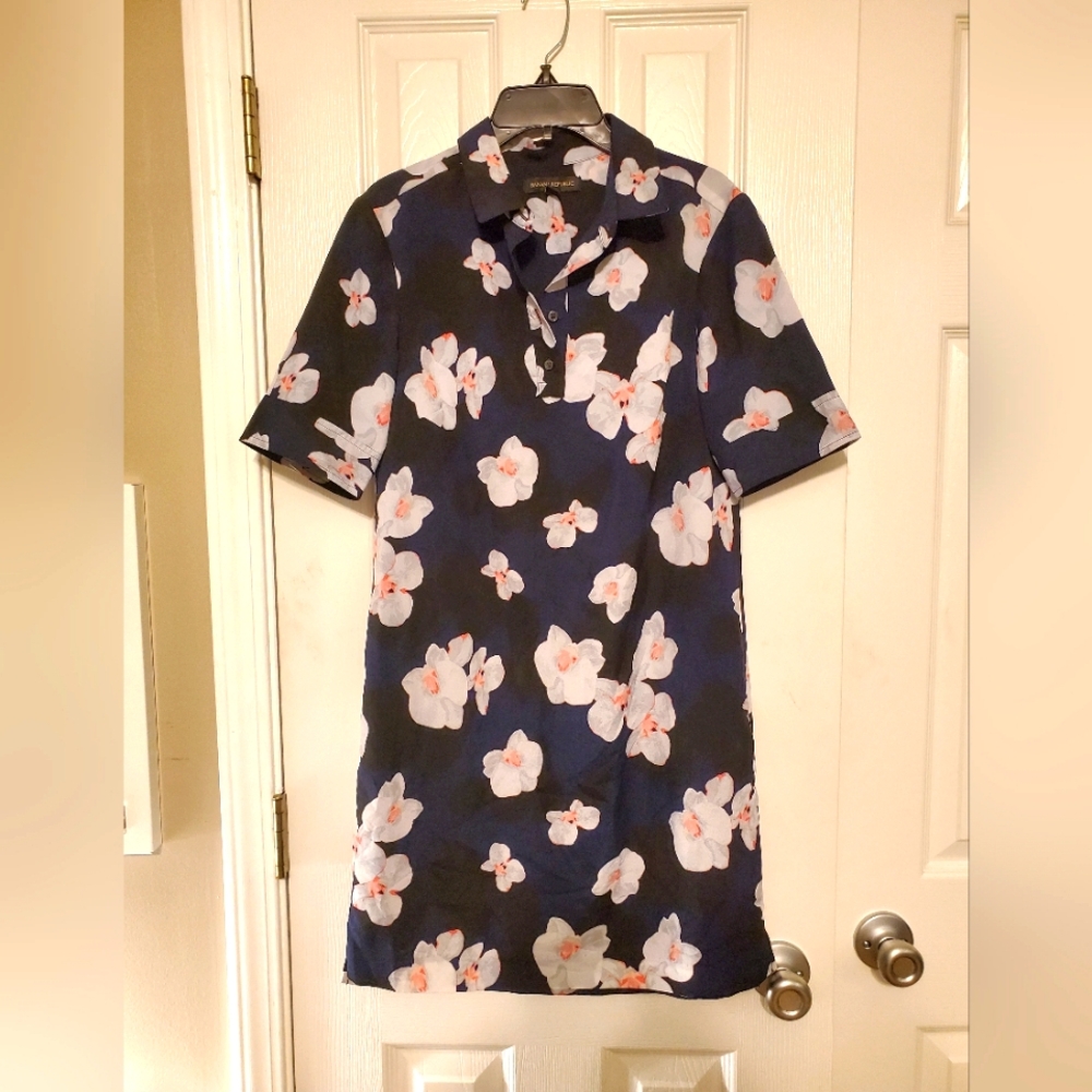 NwoT Banana Republic Deep Blue Flower Floral Dress Women's Small